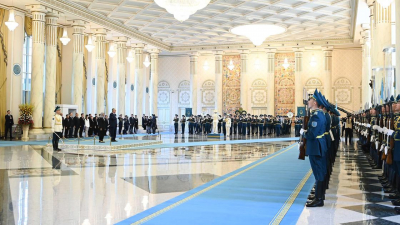 Как встречали президента Сингапура Халиму Якоб в Акорде (видео)